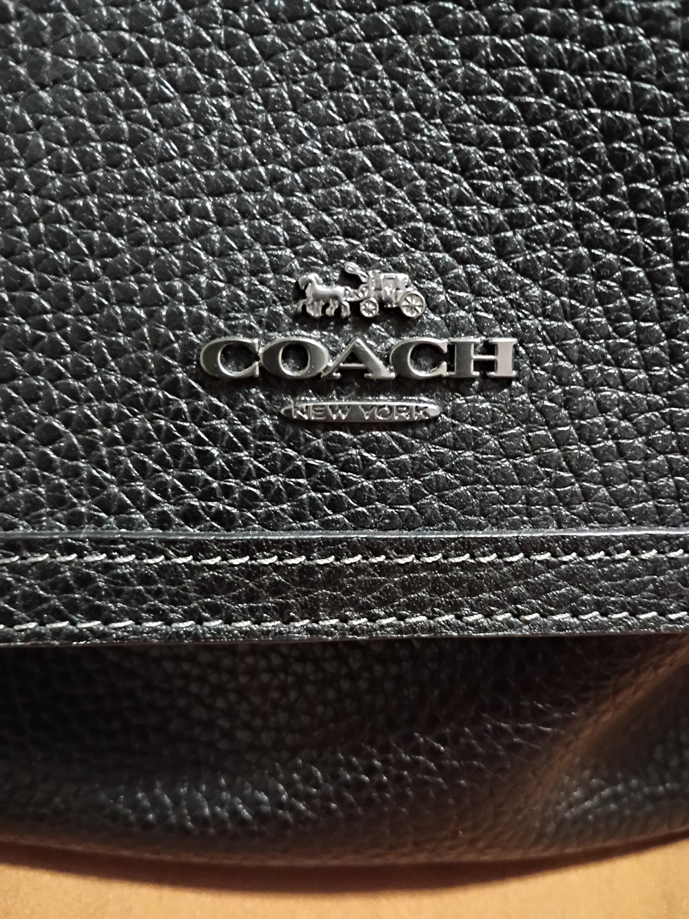 Coach Etta Flap Bag In Black Pebbled Leather - Picture 4 of 9